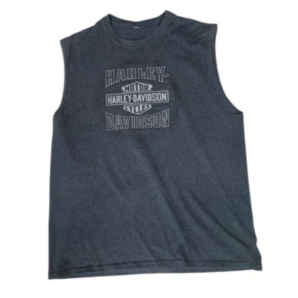 Harley Davidson Motorcycle Cutoff Shirt Men's XL Crew Neck Double Sided Graphic